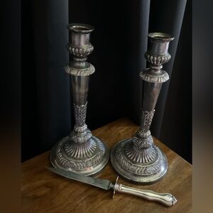 Gothic Candlesticks And Dagger Antique